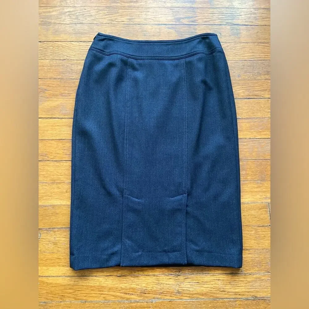 APOSTROPHE Grey Wool Lined Stretch Pencil Skirt sz 36 (Actual sz 28)